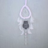 ドリームキャッチャー　フクロウ　ピンク　モコモコ　羽根　ハート　花　吊り飾り　インテリア