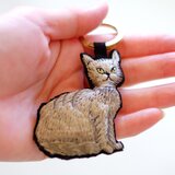 刺繍のチャーム/キジ猫C