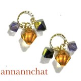 【オーストリア製 swarovski ハロウィンカラー　3色　オレンジ・黒・紫　揺れる　ピアス】8mm　タンジェリン　オレンジ