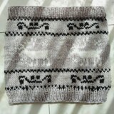 ネックウォーマー 手編み トナカイ 柄 模様 北欧風 伝統模様 棒針 輪針 編み 編み物 グレー