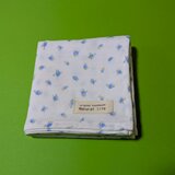 PURE*Wガーゼハンカチ*小バラ柄 ブルー  Natural life 50*50