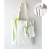 ミニバッグが付いたキャンバストートバッグ（Lサイズ）エコバッグ　コットンバッグ