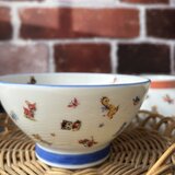ブルー　レトロアニマル　茶碗　飯碗