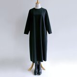 国産綿麻キャンバス（黒）のシンプルなワンピース【受注製作】