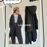 a.myu秋色オーバーサイズ　脇下ゆったりラグラン袖　シンプル黒　モノトーン