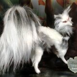 プラチナキツネ 銀狐 全身可動  完全オリジナル キツネ　狐　妖狐　羊毛フェルト アートドール