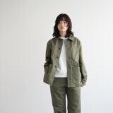 コットンヘリンボン/カバーオールジャケット/olive drab