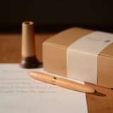 名入れ可/手作り木軸ボールペン+真鍮リング ペン立て付/プレゼント #0237