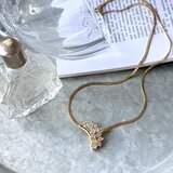 N299-ヴィンテージネックレス U.S.A. 1980s Crystal Rhinestone Crown