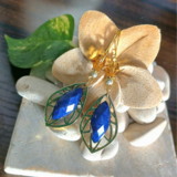アラビアンピアス☪︎イエローブラウン 香水瓶デザイン☪︎ネイビー ハンドメイド No.1651