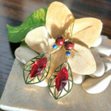 アラビアンピアス☪︎ラピスラズリ☾︎ウッド 宝飾品デザイン❀レッド 赤 ハンドメイド No.996-A