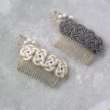 水引髪飾りコーム（ベージュ、鉛色）