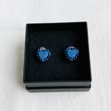 【天然石  Heartラピスラズリ×粒々ラピスラズリ】イヤリング