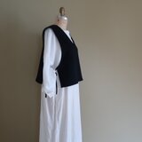 ウールベスト・サイドリボン・ 上質ウール ・ダークネイビー