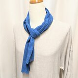 藍染めコットンミニストール（ジャカードの花柄）