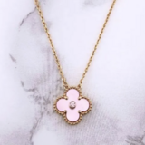 幸せのクローバーネックレス 15mm（ピンクマザーオブパール）【高品質！送料無料！当日発送！】