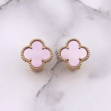 幸せのクローバーピアス 15mm（ピンクマザーオブパール）【高品質！送料無料！当日発送！】