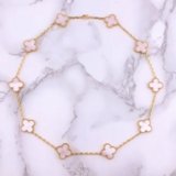 幸せのクローバーネックレス 10P（ピンクマザーオブパール）【高品質！送料無料！当日発送！】