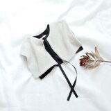 上質ウールボアスクエアつけ衿裏地付き/ライトベージュ