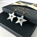星あそび｜大ぶり白蝶貝 × ゴールドヘマタイト ピアス 14kgf【Xmas限定BOX】