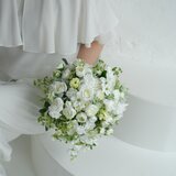 【ブートニア込】ふんわりナチュラル・ティアドロップブーケ　/ウェディングブーケ/前撮り/アーティフィシャルフラワー/