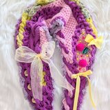 218.なわ編みのDecoティペットCute Ribbon【エコファー裏地つき】