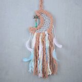 ドリームキャッチャー　クリスタル　トリプルムーン　モコモコ　ブラウン　天然石