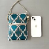 【受注制作】モロッカン生地のスマホポシェット♦スマホショルダー♦ライラ エメラルドグリーン♦ギフトにおすすめ♦