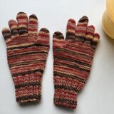 【再販】５本指手袋（ブラウン・レッド）