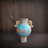 葉影渦巻き耳壺 no.25 wild turquoise