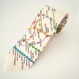 地下鉄の路線図柄ネクタイ(白)