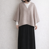 sale20%off！1点物♡ウールポンチョコート・ショート丈♡ super120sパイルメルトン ・エクリュベージュ・ケープ