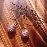 〈受注作成〉レース編みピアス　茶色