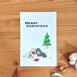 ミニチュアダックスのクリスマスポストカード（同柄2枚）/クリスマス
