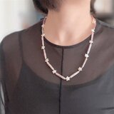 星とバーパール 淡水パール チョーカーネックレスとブレスレットのセット ライトパープル