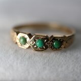 英国 イギリス 1984年 ビンテージ ゴールド リング 指輪 天然 トルコ石 ターコイズ 純金率 375  J199