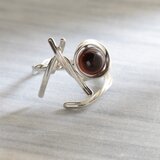 錫と天然石のオープンリング　MEGULY　天眼石　こえだ