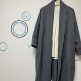 羽織もの　ガウンコート　コットンニット　グレー
