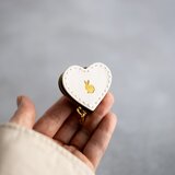うさぎの心❤︎小さいハートの牛革コインケース／ジュエリーケース/ホワイト（白）