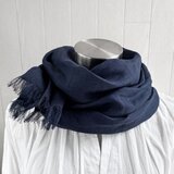 ベルギーリネンのストール　ネイビー　