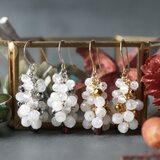 「雪の樹」クリスマスツリー ピアス イヤリング ムーンストーン ゴールド シルバー 冬 樹脂 ノンホールピアス