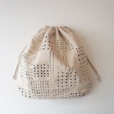 大きな巾着　モノトーン