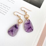 トラピッチェアメジスト エレスチャル ワイヤーラップピアス ペアシェイプ型（K14gf）