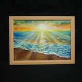 油絵【潮風のまどろむ浜辺で】