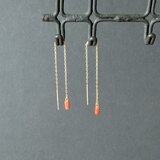 10k　珊瑚のチェーンピアス