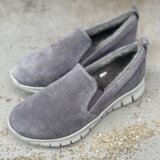 超軽量片足168ｇインナーファー&インソールボアこれからの季節に活躍！スリッポンシューズ　グレー