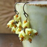 アンティーク　スネークビーズ　黄＆橙　小房　ピアス＆イヤリング　百世 momotose（西）