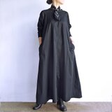 ラグランスリーブワンピース　ｺｯﾄﾝﾎﾟﾌﾟﾘﾝﾂｲﾙ（ブラック）