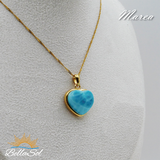 ラリマーハートペンダント│高品質ドミニカ産│18KGPxSV925【1点物】