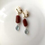 オーストラリアンオパールとモスアクアマリンのソフトタッチイヤリング